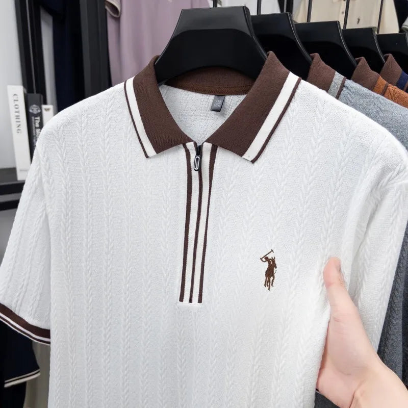 Atlas Poloshirt – Jacquard-Strick im eleganten Golf-Look