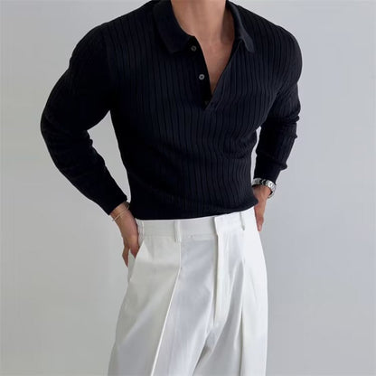 Seojin Langarm-Poloshirt – gerippte Struktur & eleganter Komfort