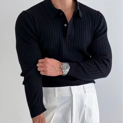 Seojin Langarm-Poloshirt – gerippte Struktur & eleganter Komfort