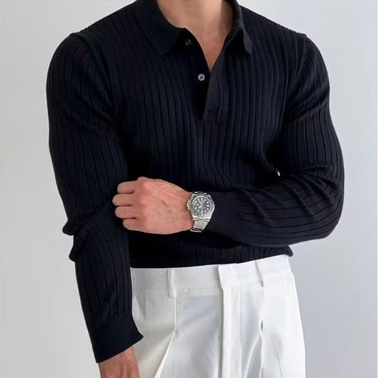 Seojin Langarm-Poloshirt – gerippte Struktur & eleganter Komfort