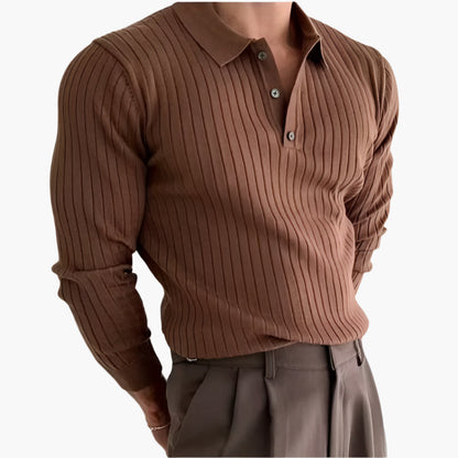 Seojin Langarm-Poloshirt – gerippte Struktur & eleganter Komfort
