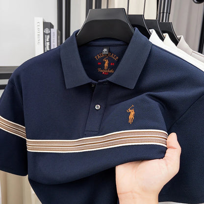 Montreux Poloshirt – Seiden-Baumwolle & Streifendesign