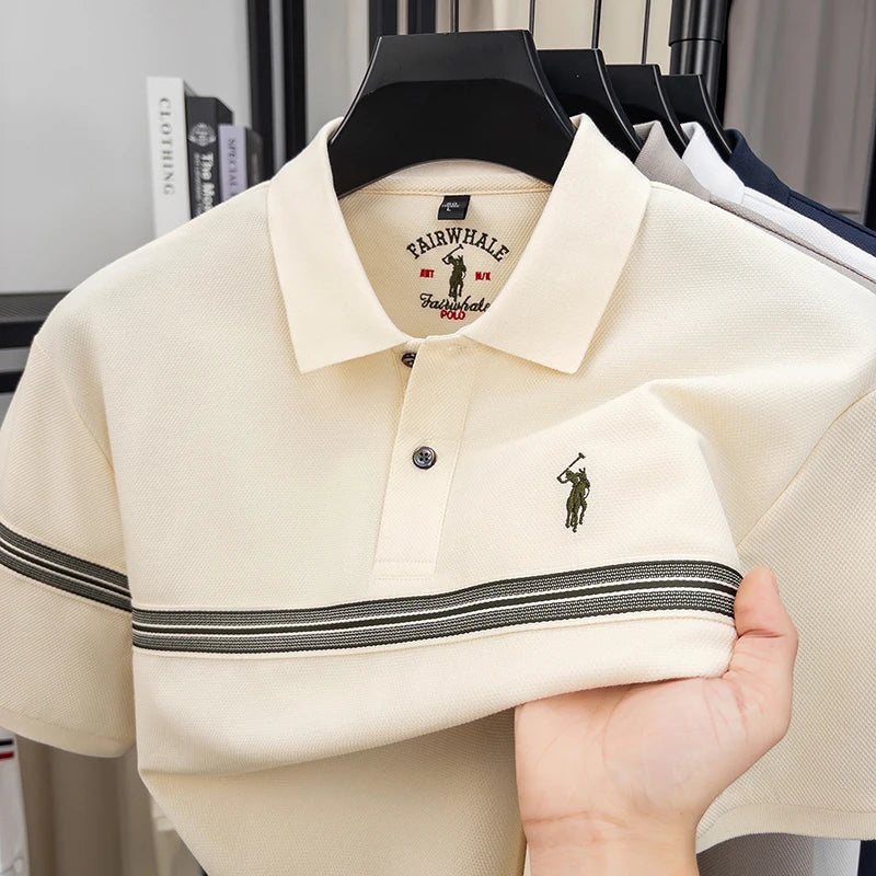 Montreux Poloshirt – Seiden-Baumwolle & Streifendesign