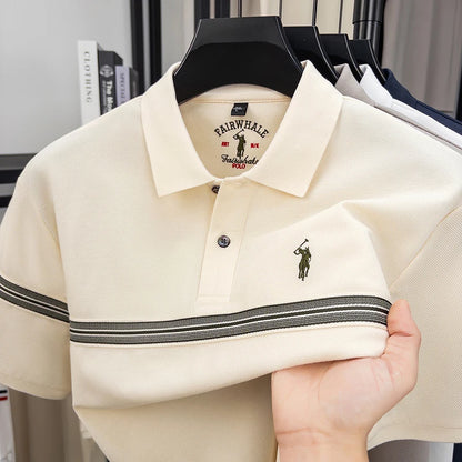 Montreux Poloshirt – Seiden-Baumwolle & Streifendesign