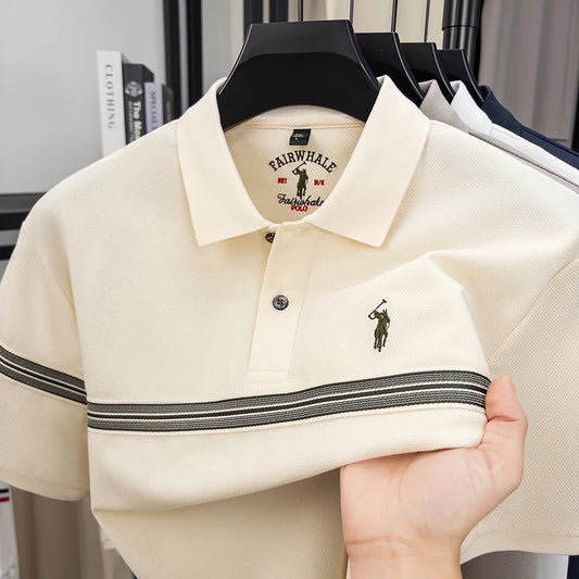 Montreux Poloshirt – Seiden-Baumwolle & Streifendesign
