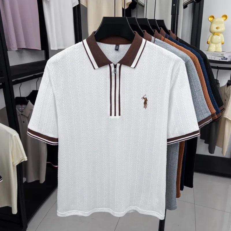 Atlas Poloshirt – Jacquard-Strick im eleganten Golf-Look