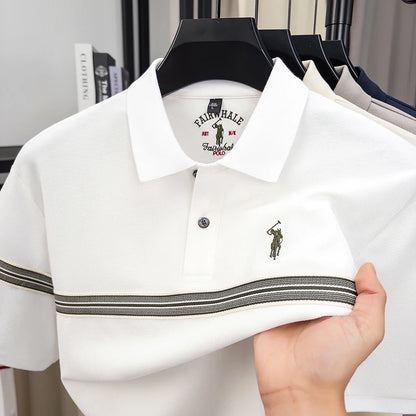 Montreux Poloshirt – Seiden-Baumwolle & Streifendesign