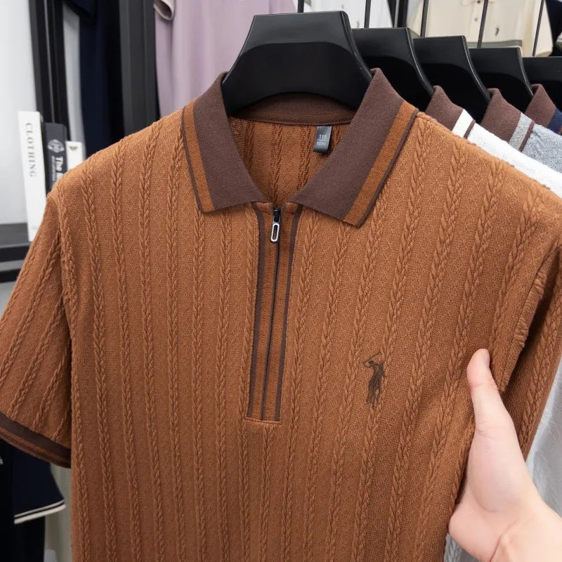 Atlas Poloshirt – Jacquard-Strick im eleganten Golf-Look