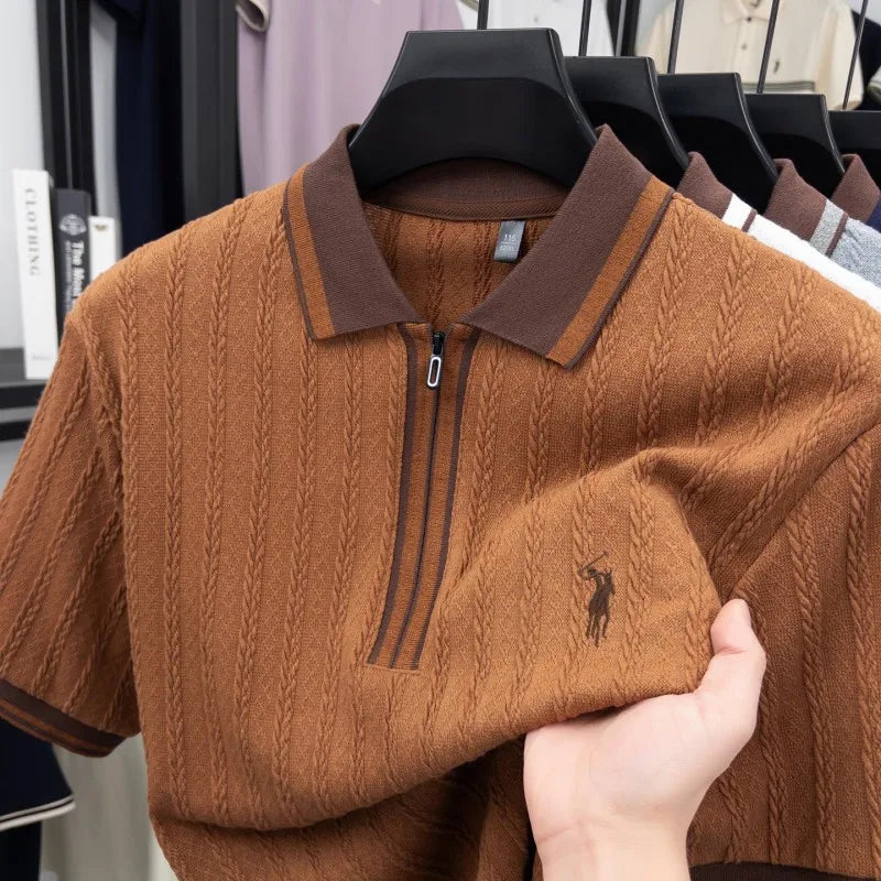 Atlas Poloshirt – Jacquard-Strick im eleganten Golf-Look
