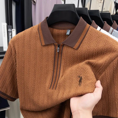Atlas Poloshirt – Jacquard-Strick im eleganten Golf-Look