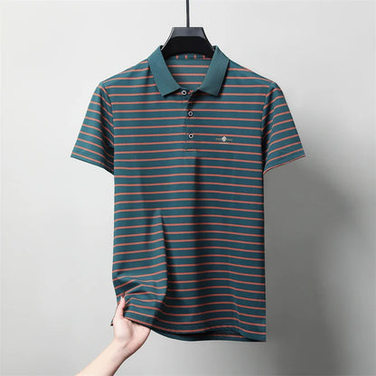 Luzern Poloshirt – Premium-Seidenbaumwolle & Streifen