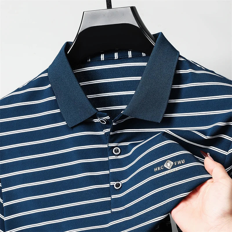 Luzern Poloshirt – Premium-Seidenbaumwolle & Streifen