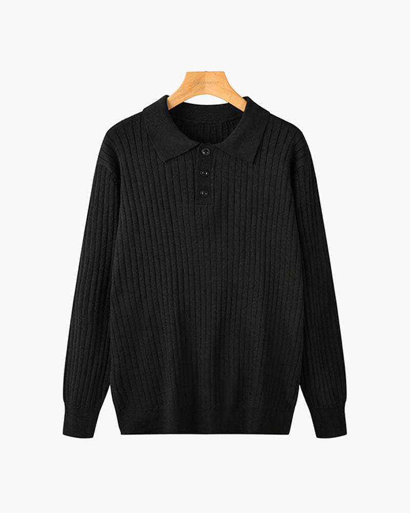 Seojin Langarm-Poloshirt – gerippte Struktur & eleganter Komfort