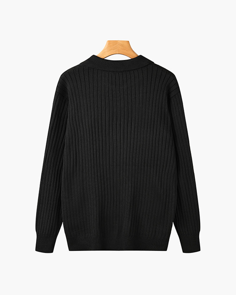 Seojin Langarm-Poloshirt – gerippte Struktur & eleganter Komfort