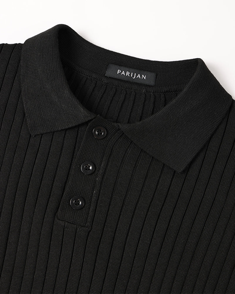Seojin Langarm-Poloshirt – gerippte Struktur & eleganter Komfort