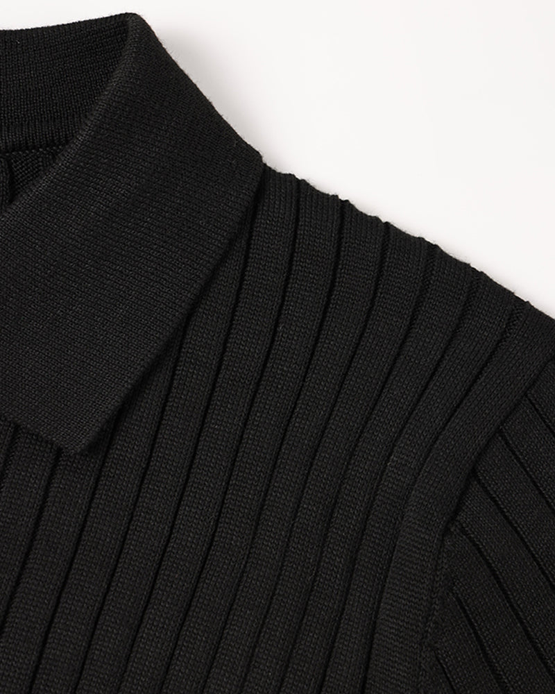Seojin Langarm-Poloshirt – gerippte Struktur & eleganter Komfort