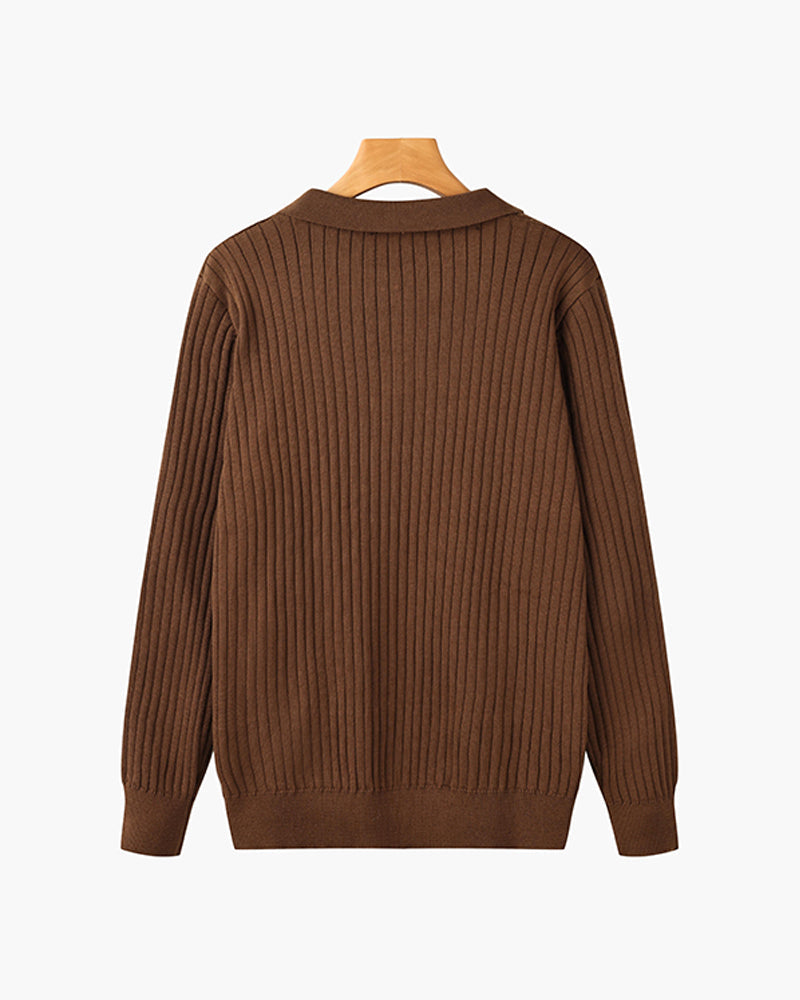 Seojin Langarm-Poloshirt – gerippte Struktur & eleganter Komfort