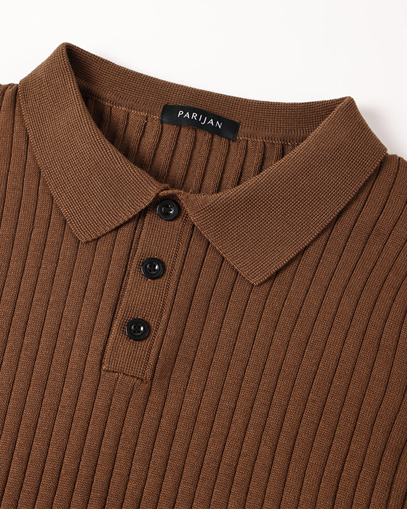 Seojin Langarm-Poloshirt – gerippte Struktur & eleganter Komfort