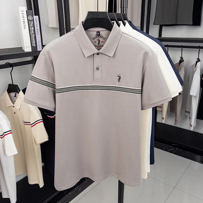 Montreux Poloshirt – Seiden-Baumwolle & Streifendesign
