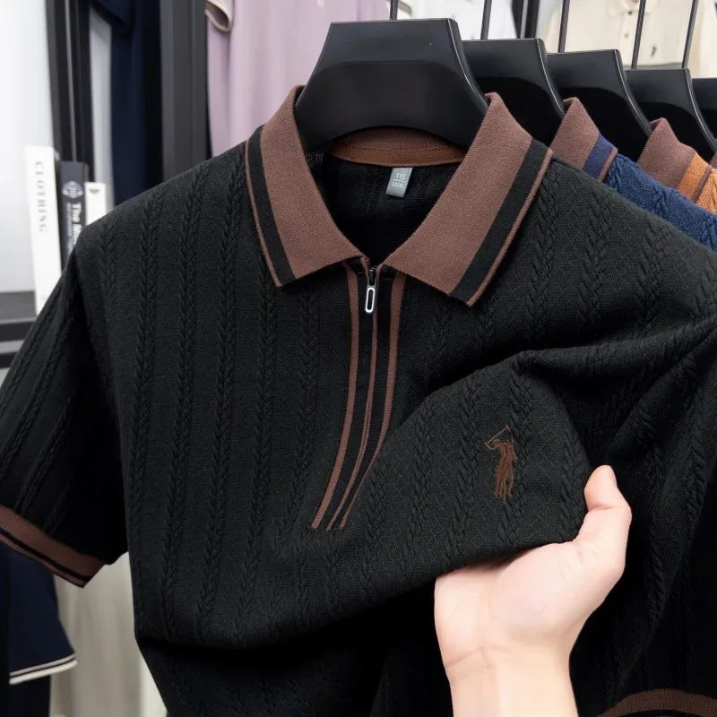 Atlas Poloshirt – Jacquard-Strick im eleganten Golf-Look