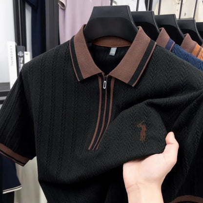 Atlas Poloshirt – Jacquard-Strick im eleganten Golf-Look