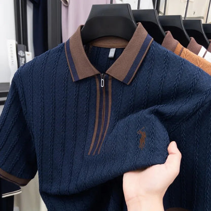 Atlas Poloshirt – Jacquard-Strick im eleganten Golf-Look