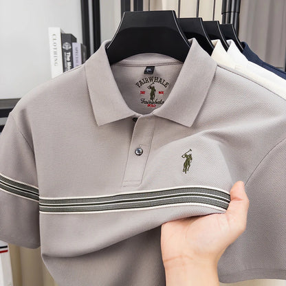 Montreux Poloshirt – Seiden-Baumwolle & Streifendesign