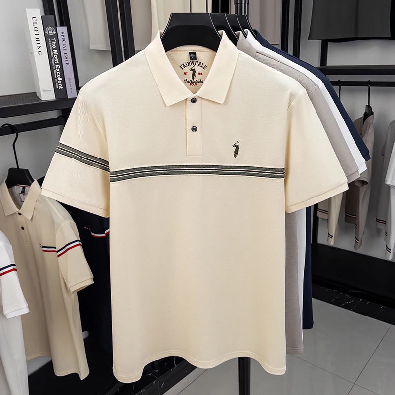 Montreux Poloshirt – Seiden-Baumwolle & Streifendesign