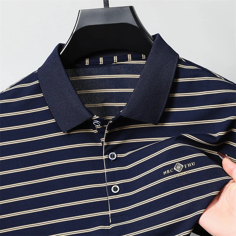 Luzern Poloshirt – Premium-Seidenbaumwolle & Streifen