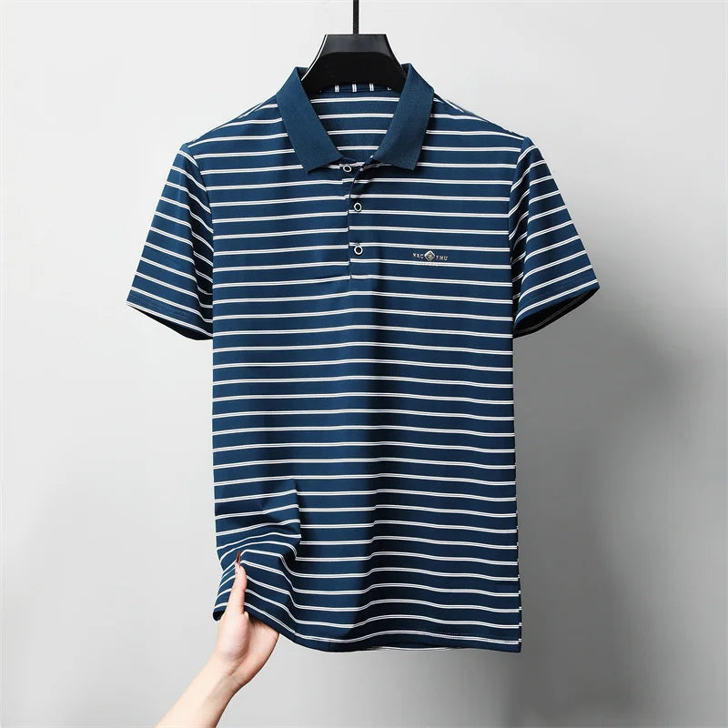 Luzern Poloshirt – Premium-Seidenbaumwolle & Streifen