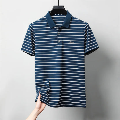 Luzern Poloshirt – Premium-Seidenbaumwolle & Streifen